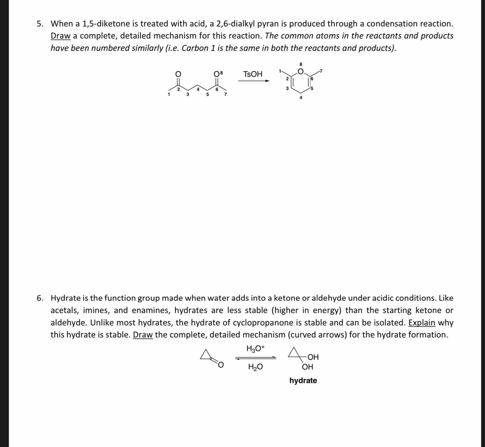 Solved 5. When a 1,5-diketone is treated with acid, a | Chegg.com