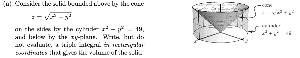 Solved Consider the solid bounded above by the cone cone 2 = | Chegg.com