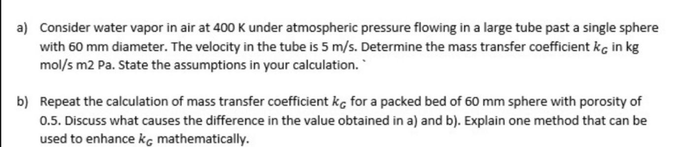 Solved a) Consider water vapor in air at 400 K under | Chegg.com