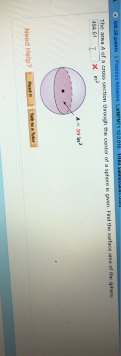Solved The area A of a cross section through the center of a | Chegg.com
