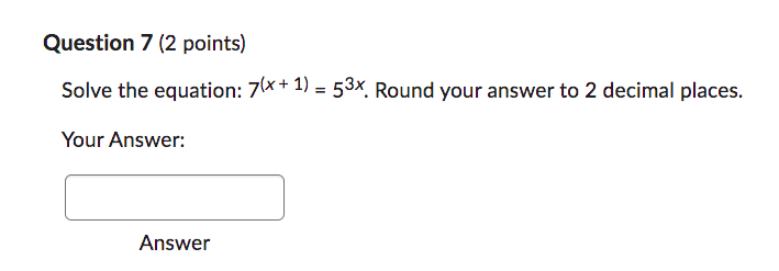 Solved Question 7 (2 points) Solve the equation: 7(x+1)=53x. | Chegg.com
