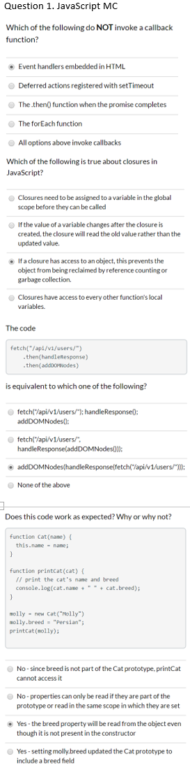Question 1. JavaScript MC Which of the following do | Chegg.com