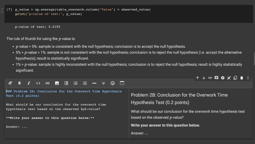 Solved Part 2: Test Statistic and p-Value A statistic is a | Chegg.com