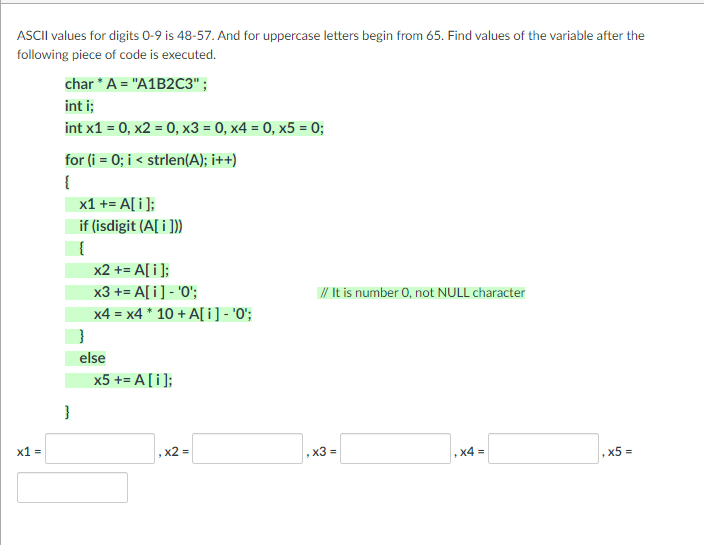 Solved ASCII values for digits 0-9 is 48-57. And for | Chegg.com