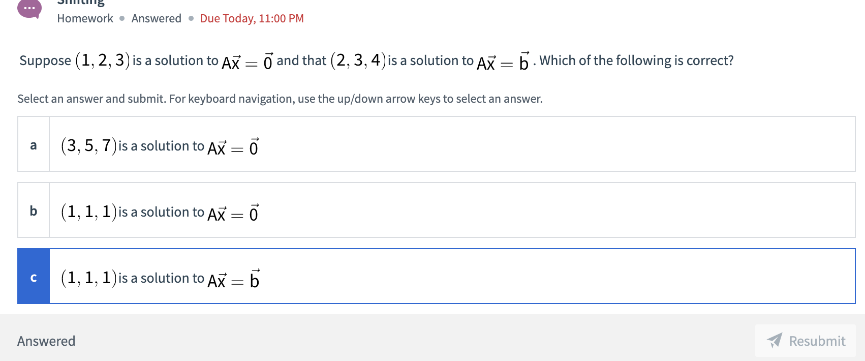 Solved Homework • Answered. Due Today, 11:00 PM Suppose (1, | Chegg.com