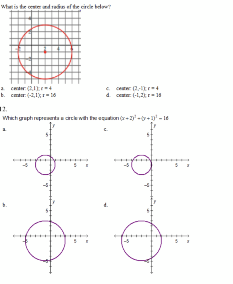 Solved What Is The Center And Radius Of The Circle Below A Chegg Com