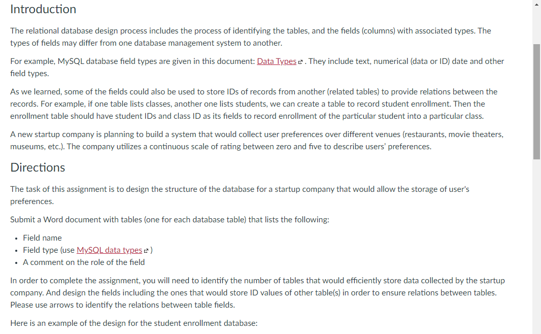 Solved Introduction The relational database design process | Chegg.com