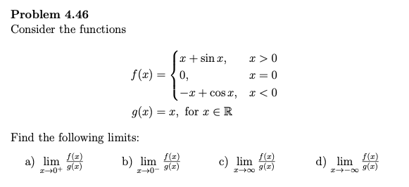 Solved Problem 4.46 Consider the functions | Chegg.com
