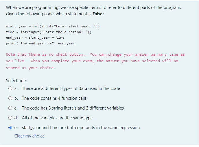 Solved When we are programming, we use specific terms to | Chegg.com