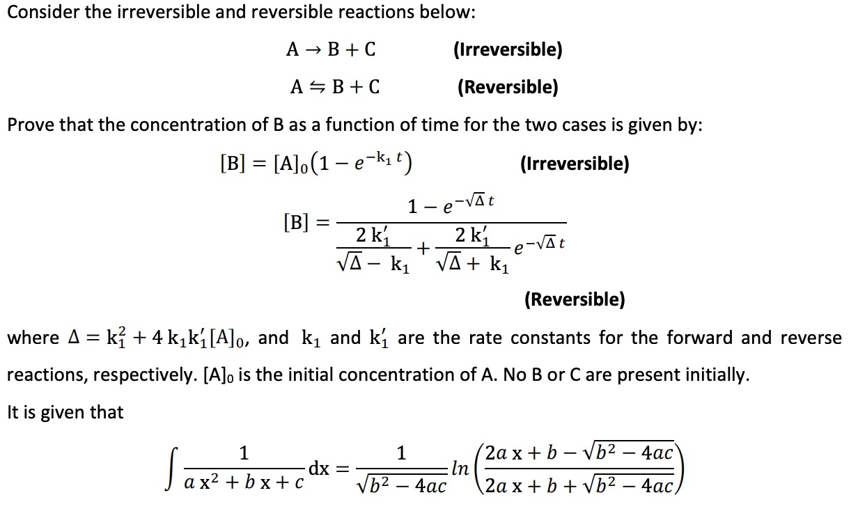 Solved Consider The Irreversible And Reversible Reactions | Chegg.com