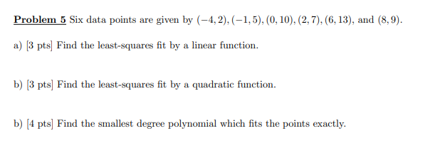 Solved Problem 5 Six data points are given by | Chegg.com