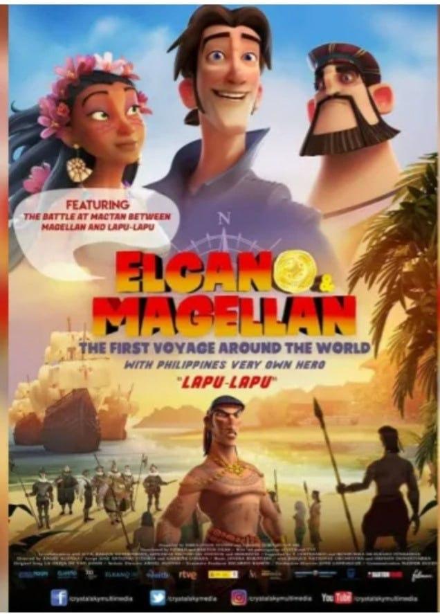 Evaluate the movie poster of Elcano and Magellan. •