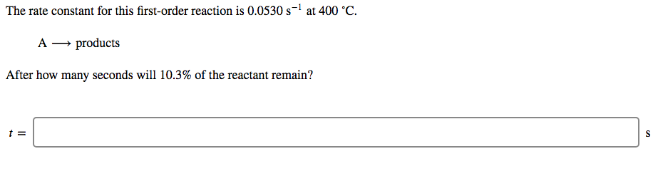 Solved The Rate Constant For This First Order Reaction Is