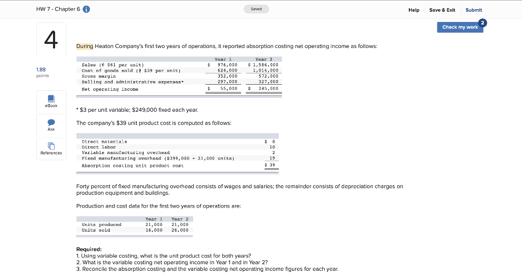 Solved HW 7 - Chapter 6 A Saved Help Save & Exit Submit | Chegg.com