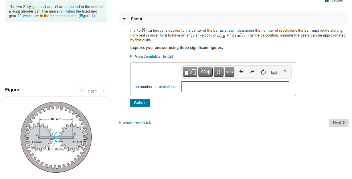 Solved wanan Review The two 2-kg gears A and B are attached | Chegg.com