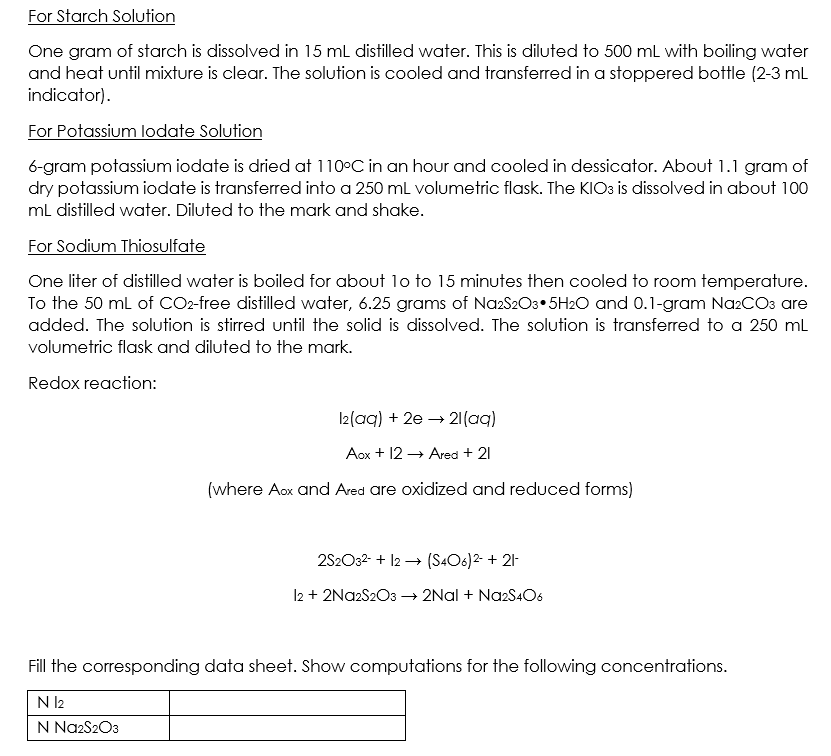 Solved For Starch Solution One gram of starch is dissolved | Chegg.com