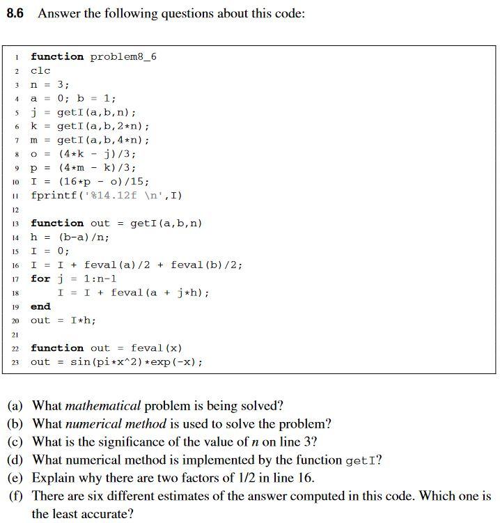 Solved 8.6 Answer the following questions about this code: 1 | Chegg.com