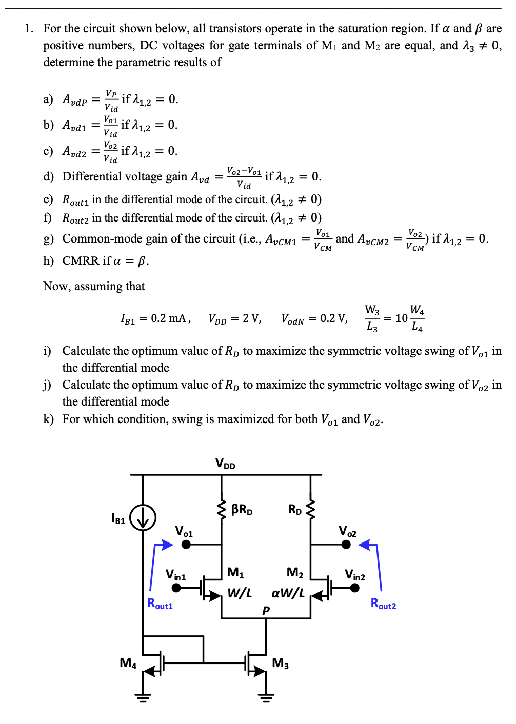 1 For The Circuit Shown Below All Transistors Op Chegg Com