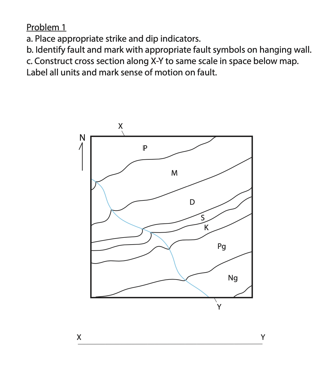 Problem 1 a. Place appropriate strike and dip | Chegg.com