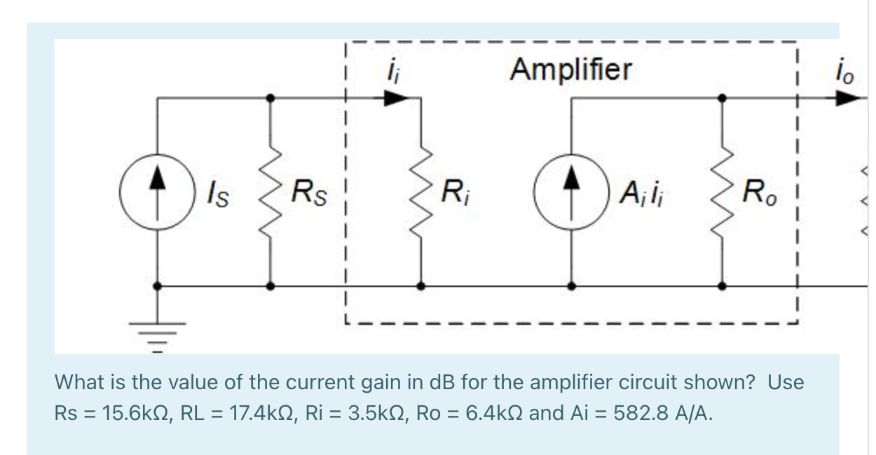 Solved Amplifier io Is RS Ri Ail Ro ! What is the value of | Chegg.com