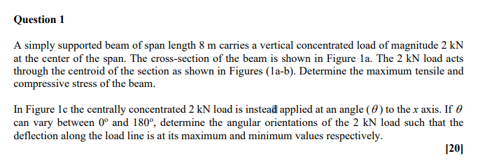 Question 1 A simply supported beam of span length 8 m | Chegg.com
