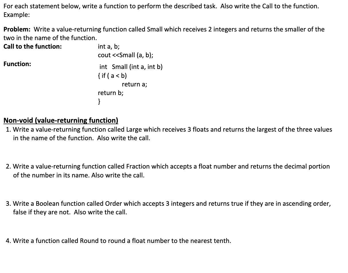 Solved CODING IN C++ Each question should be its own | Chegg.com