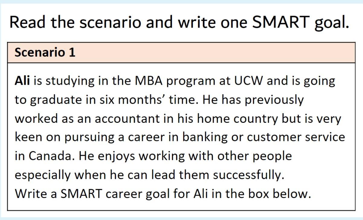 Solved Read the scenario and write one SMART goal. Scenario