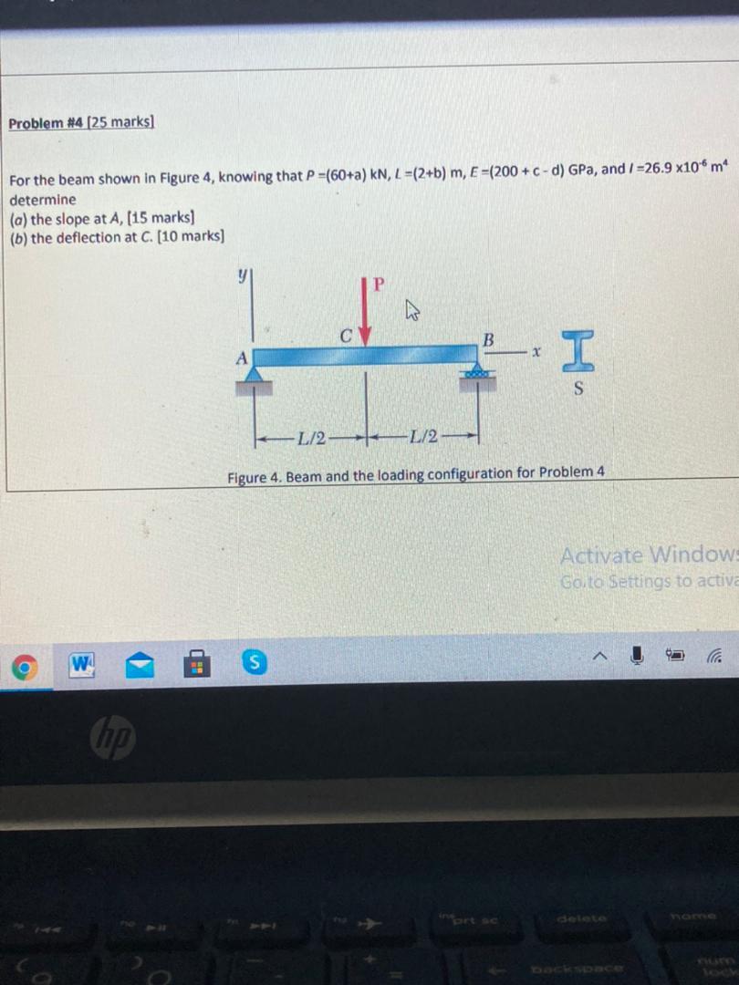 Solved Problem #4 (25 marks For the beam shown in Figure 4, | Chegg.com