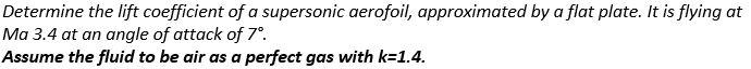 Solved Determine The Lift Coefficient Of A Supersonic 