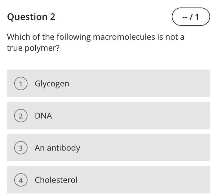 which of the following macromolecules does not form a polymer