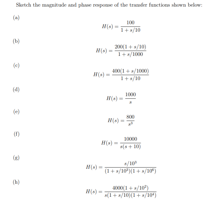 Solved Sketch the magnitude and phase response of the | Chegg.com