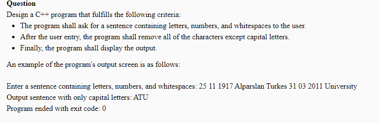 Solved Question Design a C++ program that fulfills the | Chegg.com