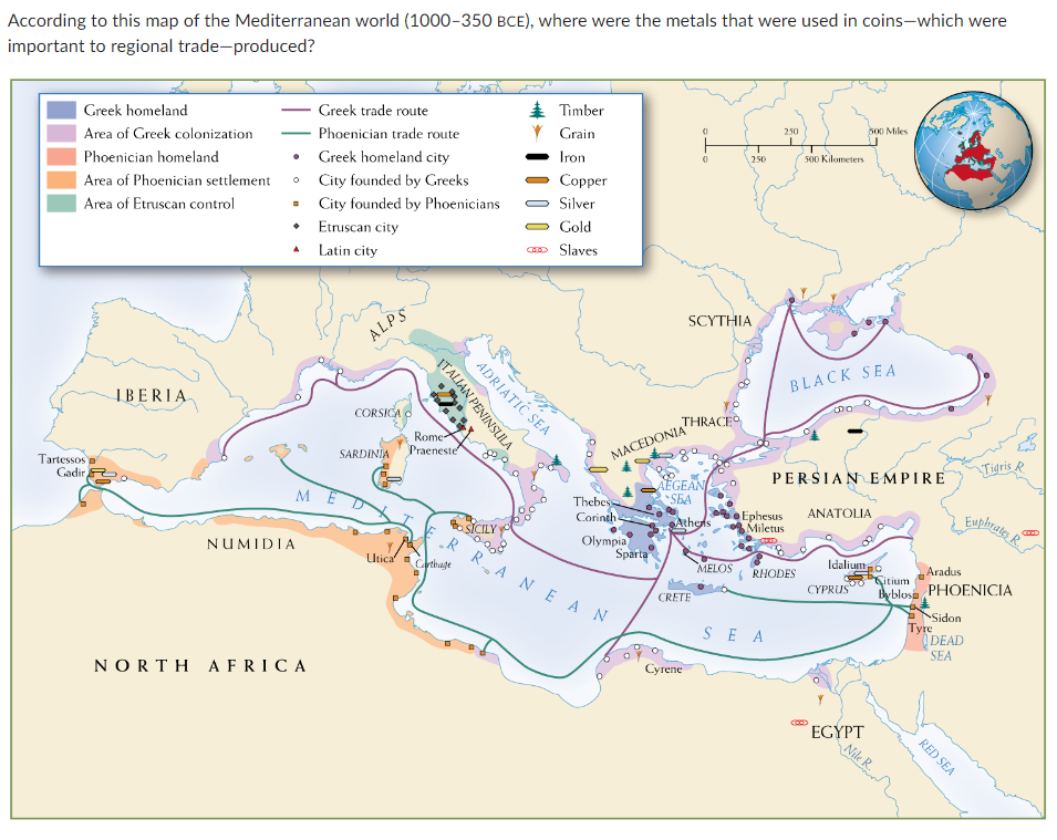 According to this map of the Mediterranean world | Chegg.com