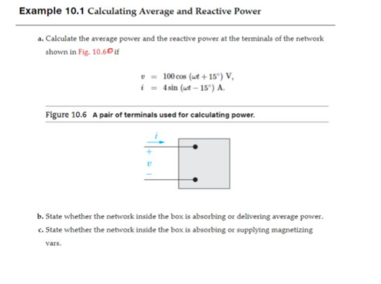 Solved Example 10.1 Calculating Average And Reactive Power | Chegg.com