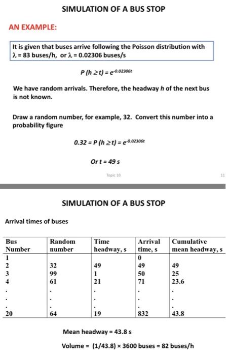 Solved Consider the bus stop simulation example in the | Chegg.com