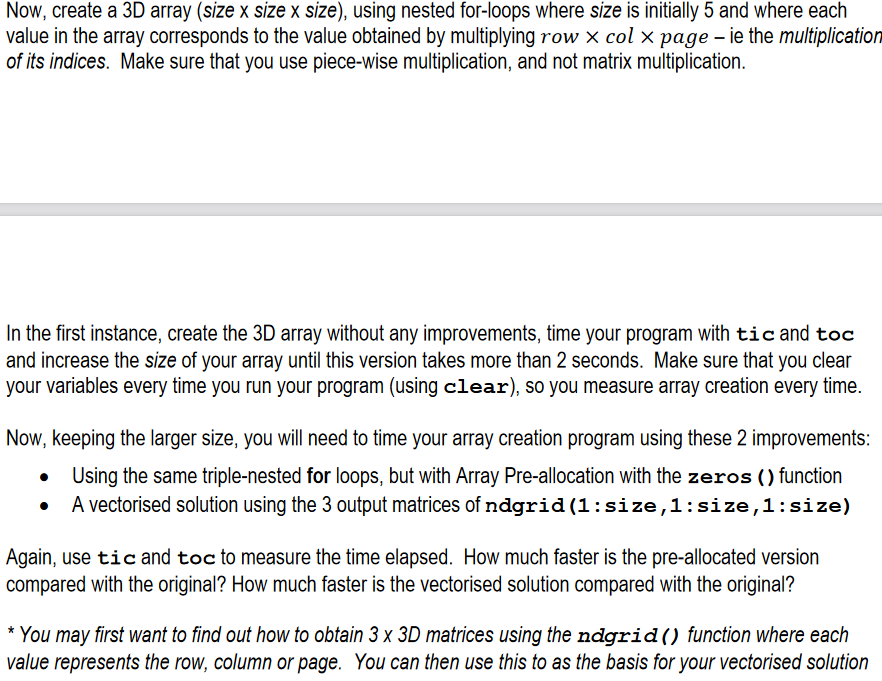 Solved Now, create a 3D array (size x size x size), using | Chegg.com