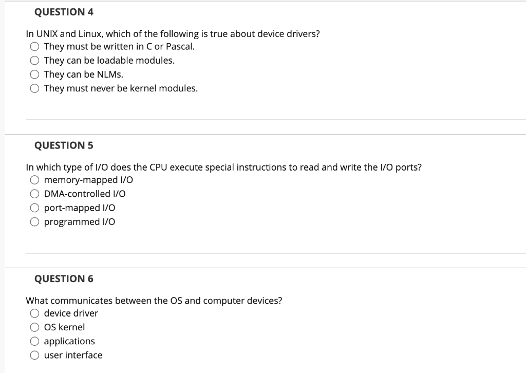 Solved QUESTION 4 In UNIX And Linux, Which Of The Following | Chegg.com