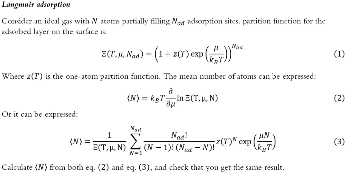 Solved Langmuir Adsorption Consider An Ideal Gas With N A Chegg Com