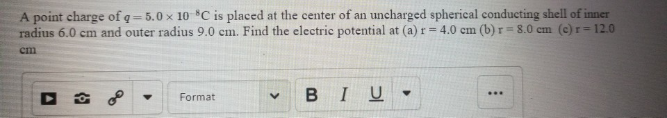 Solved A Point Charge Of Q 5.0x 10 C Is Placed At The Center | Chegg.com