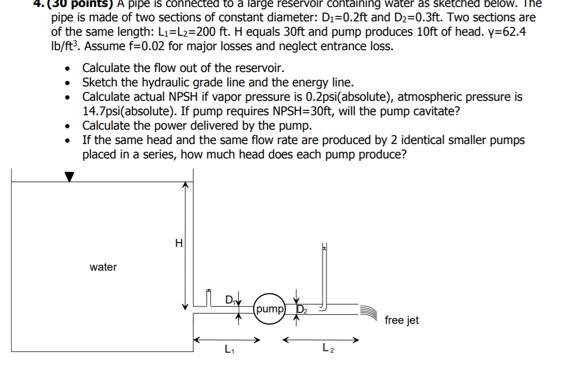 Solved 4. (30 points A pipe is connected to a large | Chegg.com