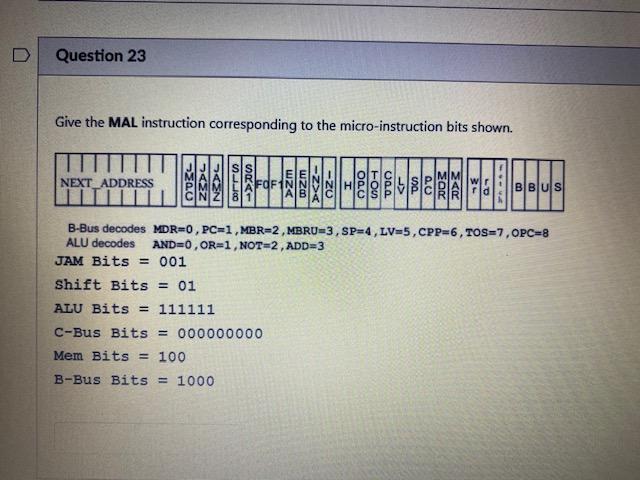 D Question 23 Give the MAL instruction corresponding | Chegg.com