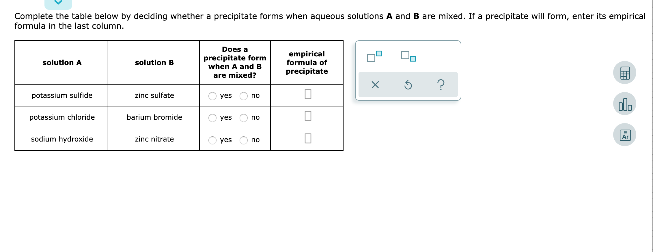 Solved Complete the table below by deciding whether a