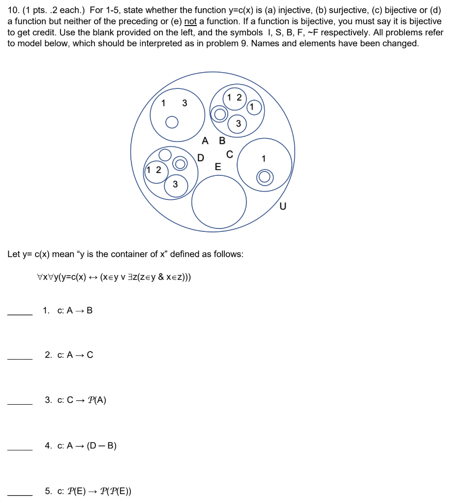 10. (1 pts. .2 each.) For 1-5, state whether the | Chegg.com