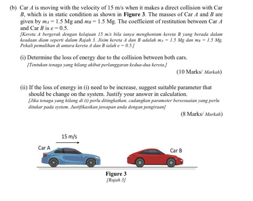 Solved (b) Car A Is Moving With The Velocity Of 15 M/s When | Chegg.com