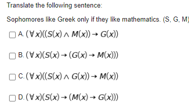 Solved Translate The Following Sentence Sophomores Like Chegg Com