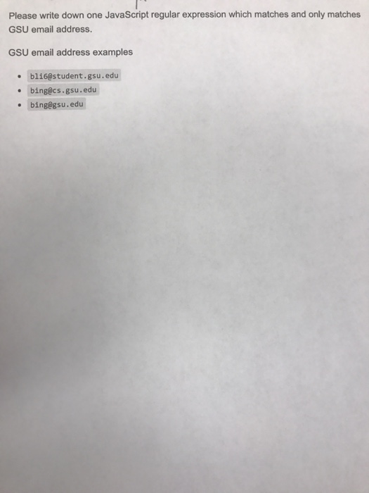 Solved Please write down one JavaScript regular expression