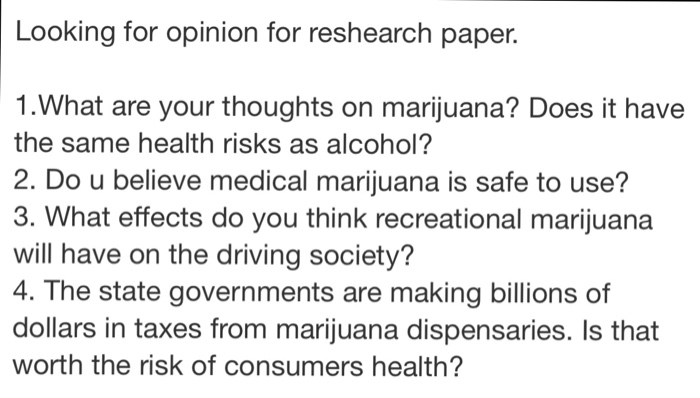 Research paper on recreational marijuana