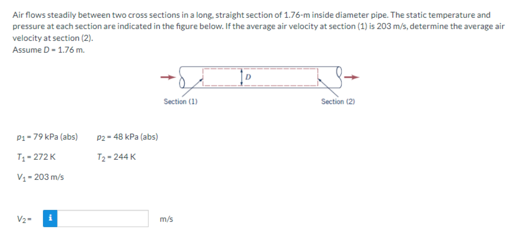 Solved Air flows steadily between two cross sections in a | Chegg.com