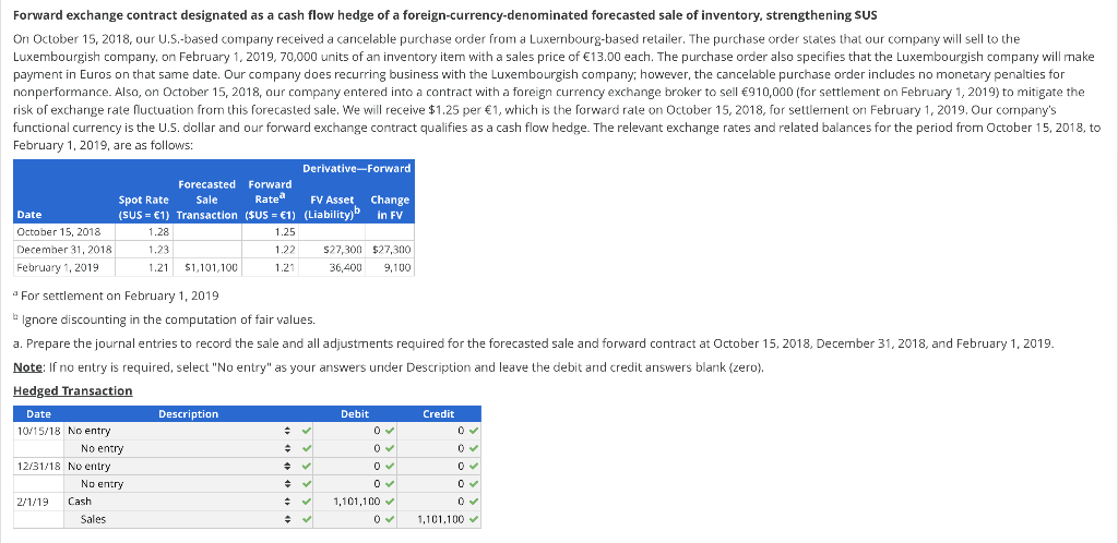 Forward Exchange Contract Designated As A Cash Flow | Chegg.com