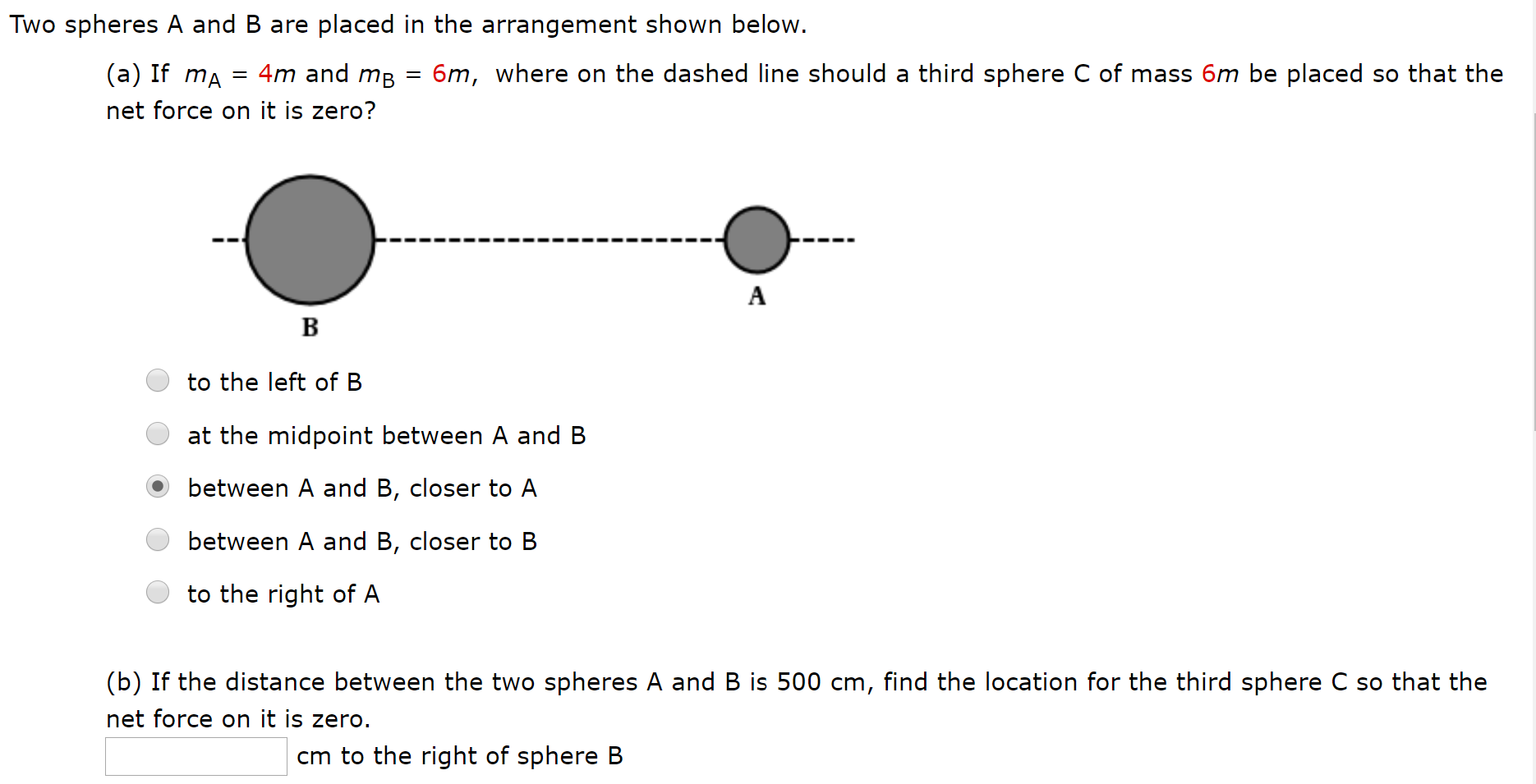 Solved Two Spheres A And B Are Placed In The Arrangement | Chegg.com